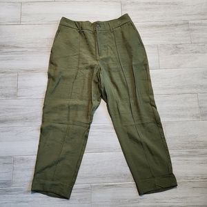 A New Day Size 14 Olive Green Pants - High Rise, Slim Fit Pintuck Ankle Pants